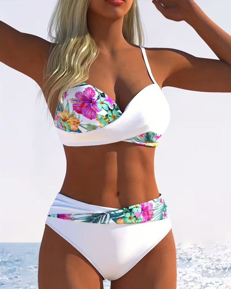 Kontrastierender Gedruckter Bikini-Bralette