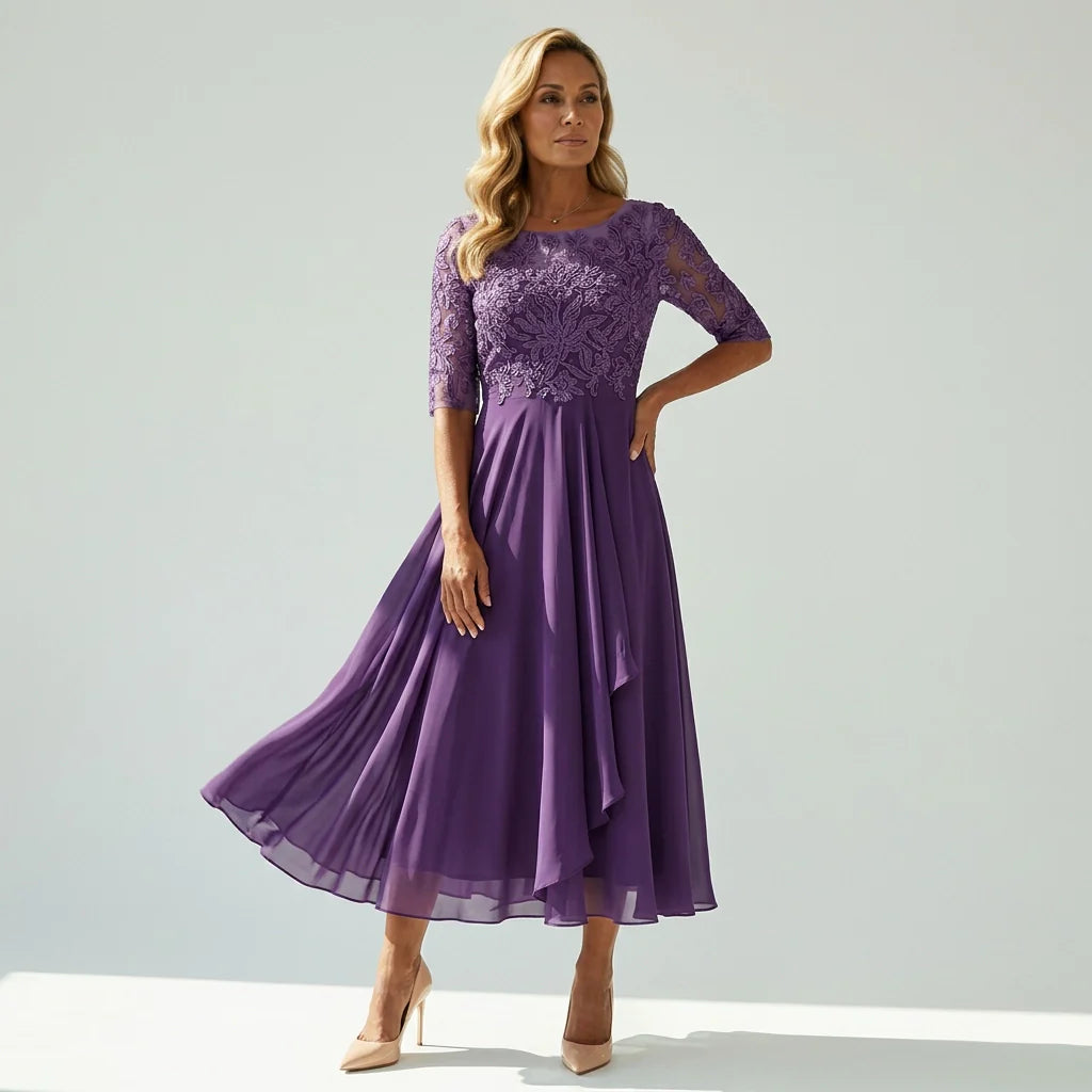 Midikleid aus feinem Tüll mit Spitze für Hochzeitsgäste