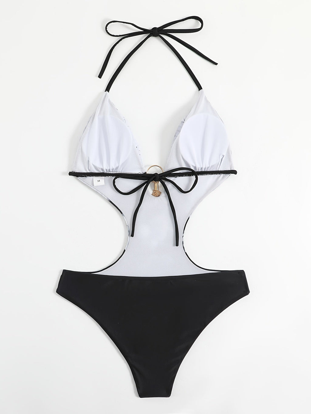 Damen Sommer Halter Cut-Out Monokini Badeanzug