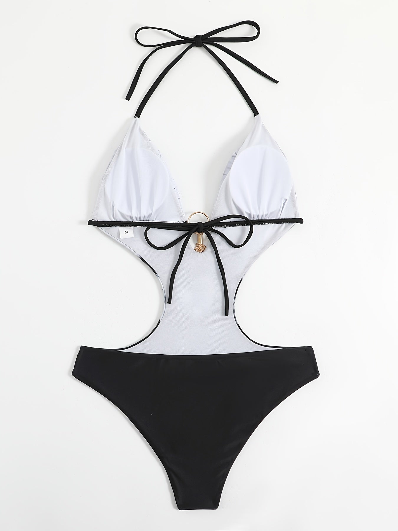 Damen Sommer Halter Cut-Out Monokini Badeanzug