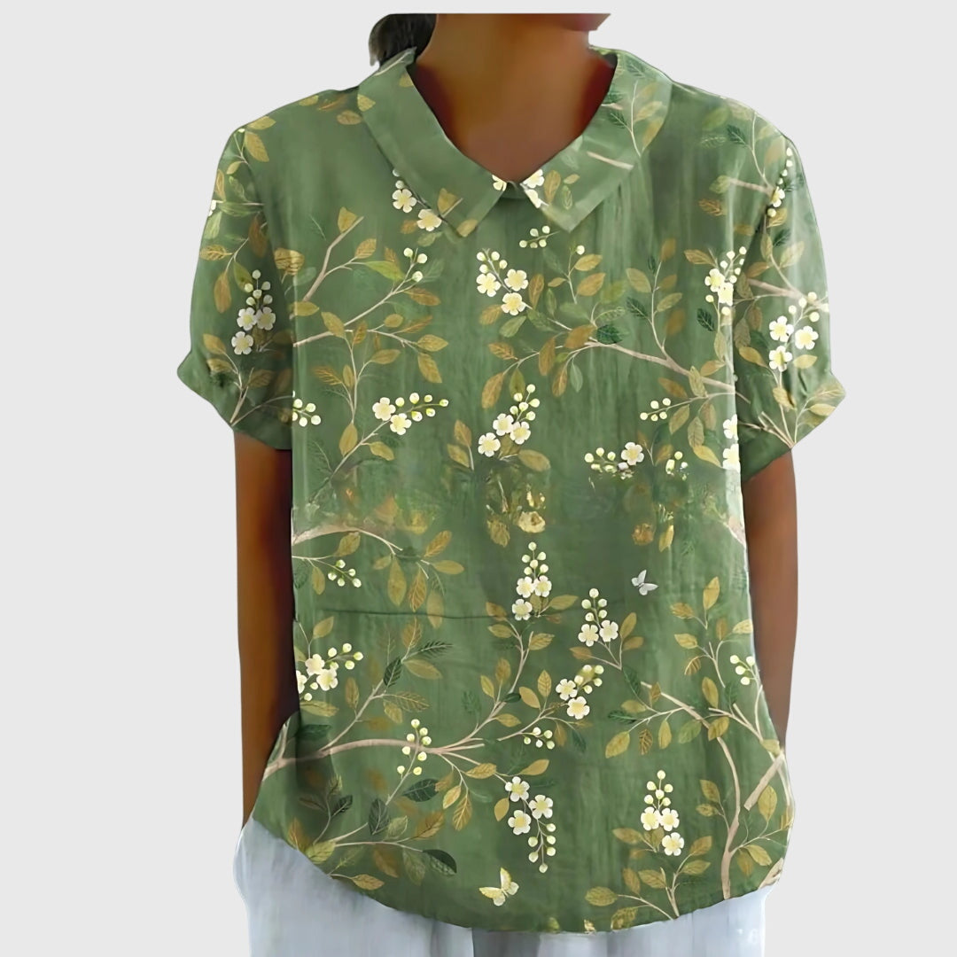 Damen Casual Kurzarm Blumenmuster Bluse