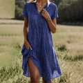 Hannah | Damen luftiges Sommer Midi Strandkleid mit fließendem Schnitt