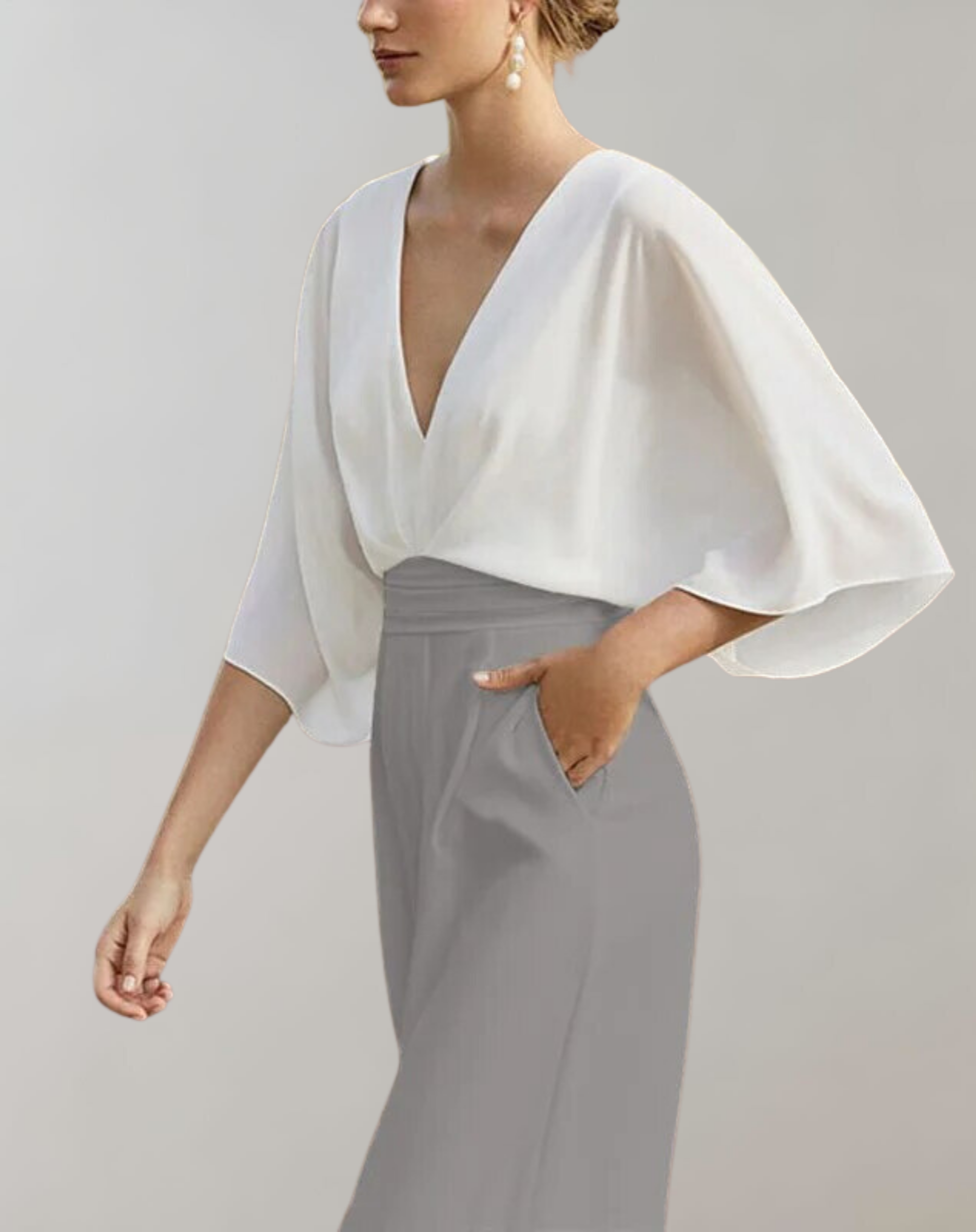 Reva | Damen Jumpsuit Weites Bein V-Ausschnitt Festlich Abendmode