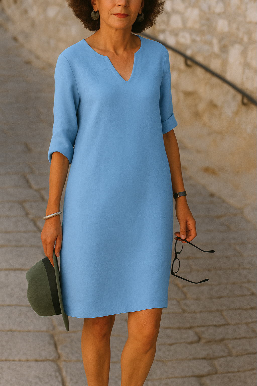 Damen Kerbausschnitt Sommer Midi Kleid