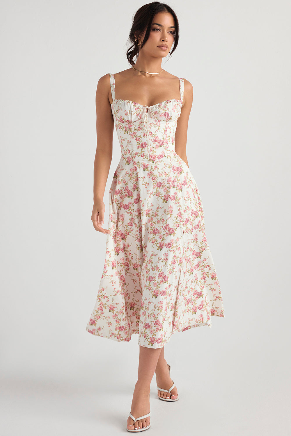 Antonia | Damen Hochzeitsgast Midikleid mit taillenformendem Schnitt