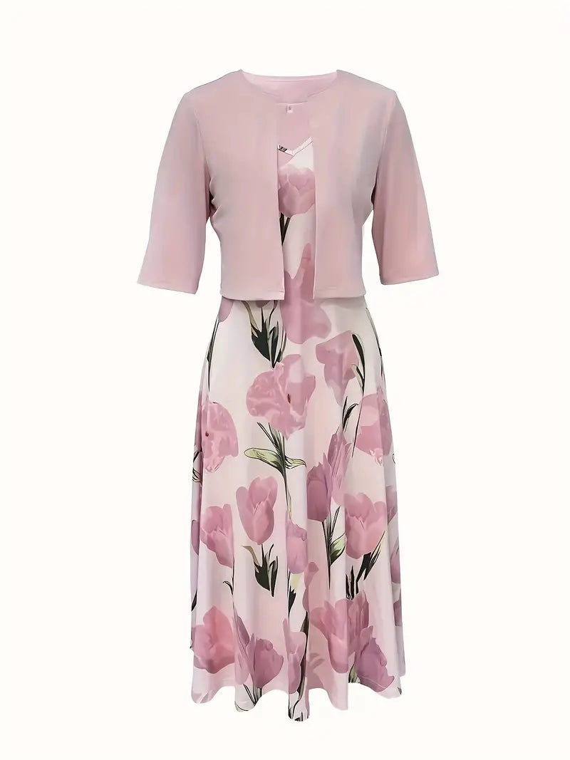 Damen Ärmellos Zweiteilig Elegant Set Maxi Kleid