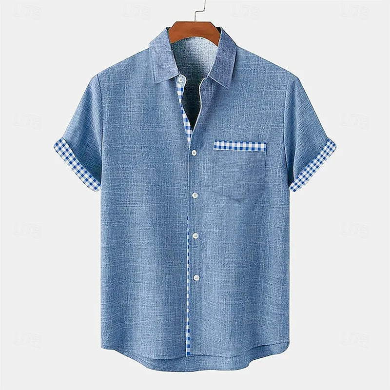 Jhon | Herren hemd Kurzarm Gingham-Kontrast Sommer