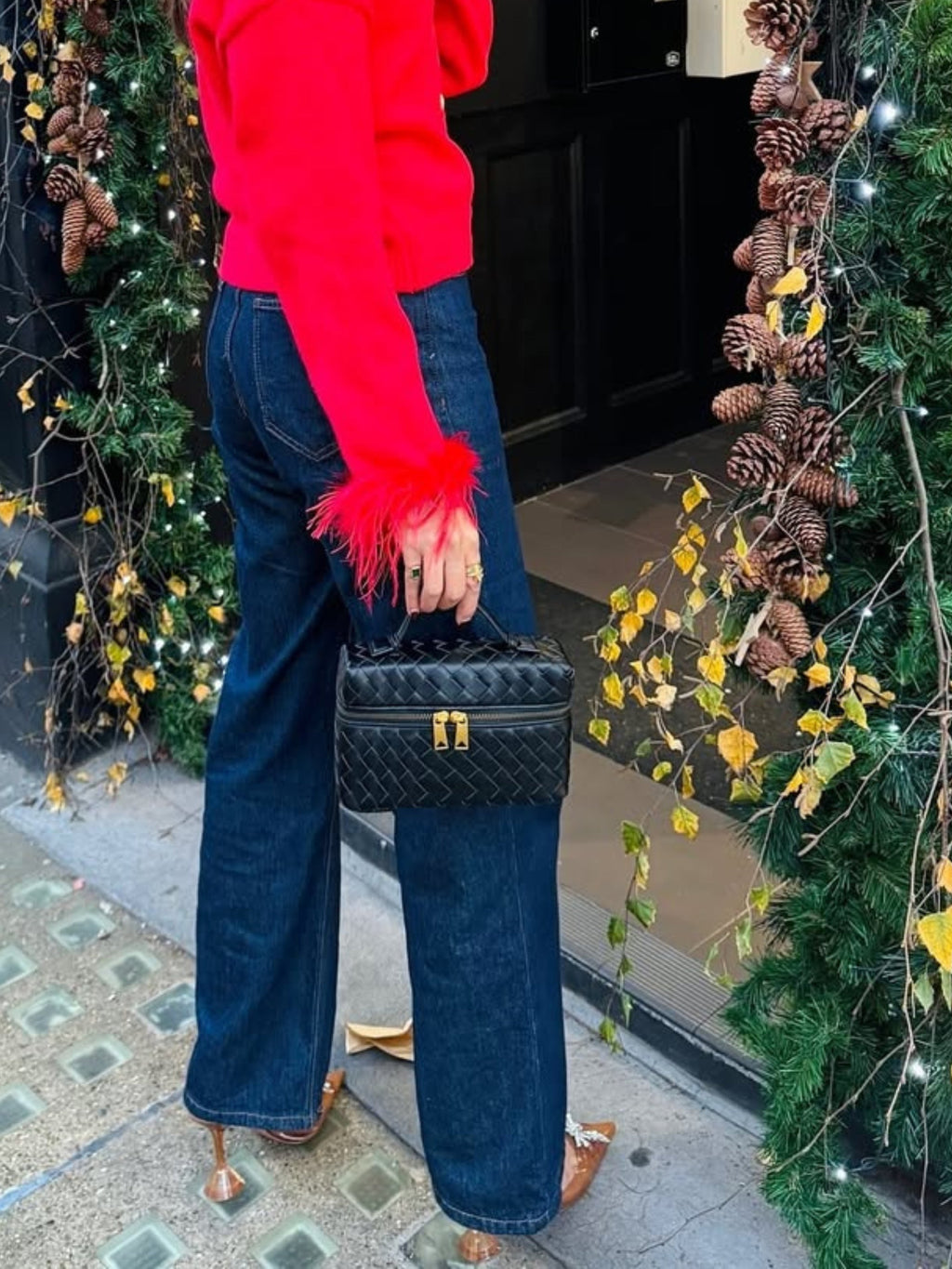 Julia | Strukturierte, glänzende Tasche aus gewebtem Material