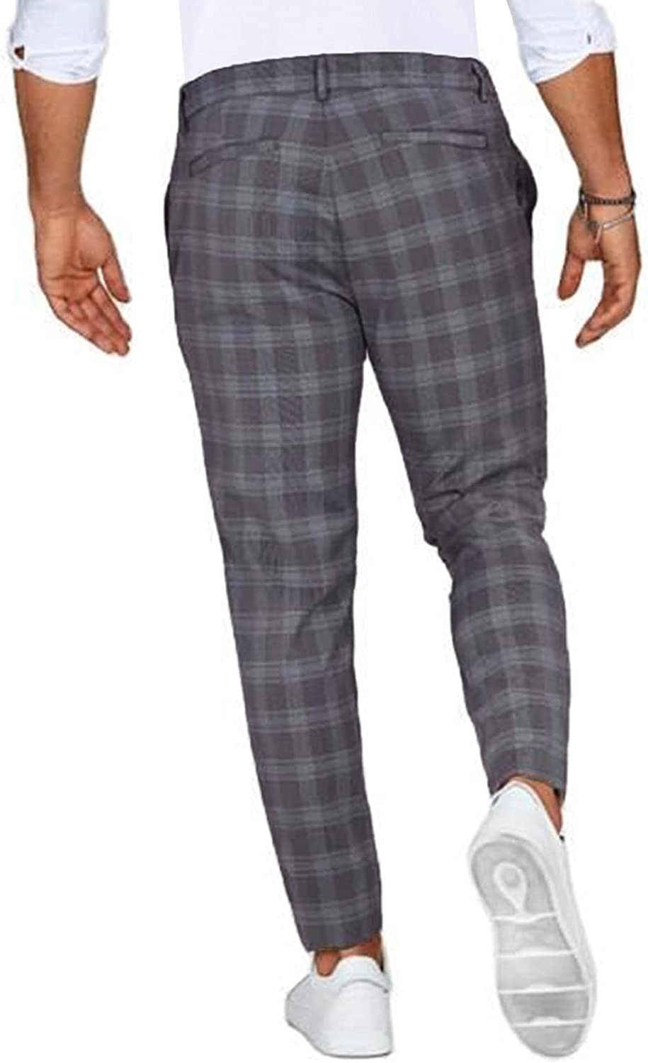 Herren Slim Fit Karierte Casual Chino Hose