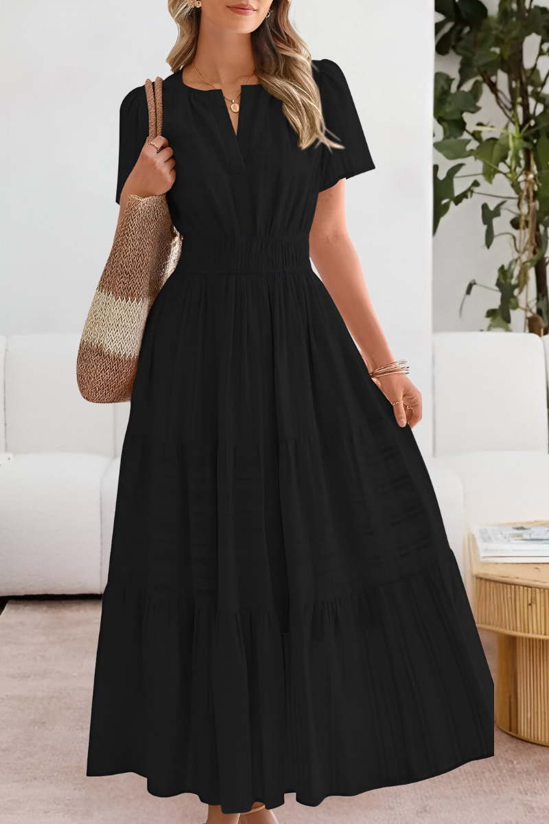 Damen Gestuft Boho Strand Midikleid