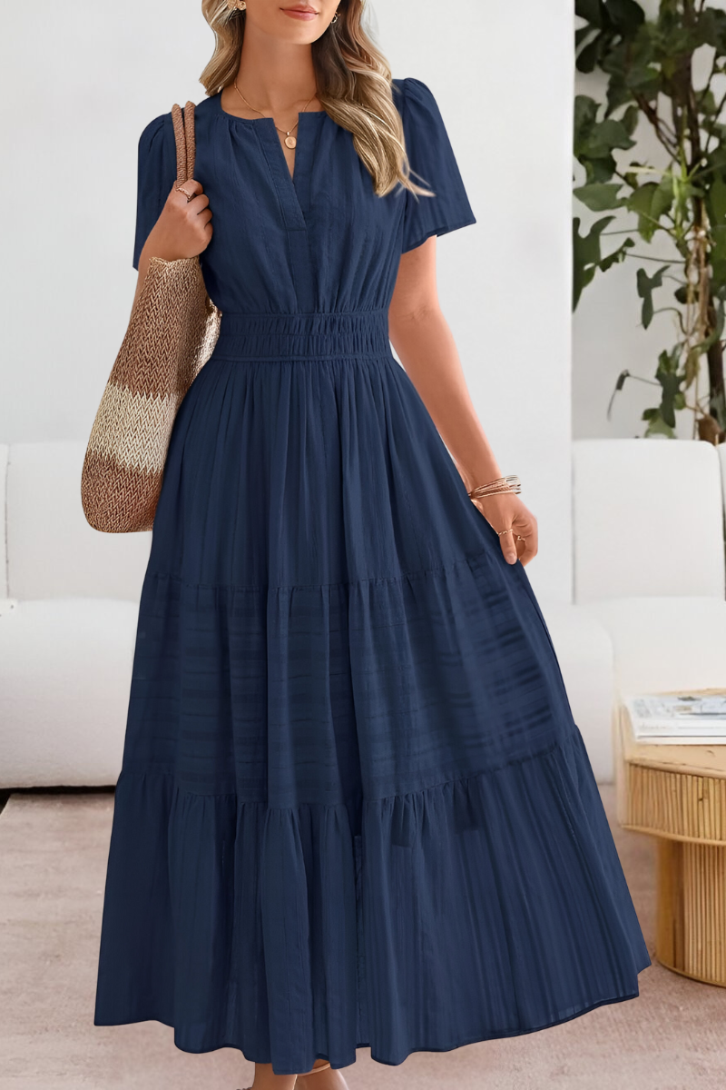 Damen Gestuft Boho Strand Midikleid