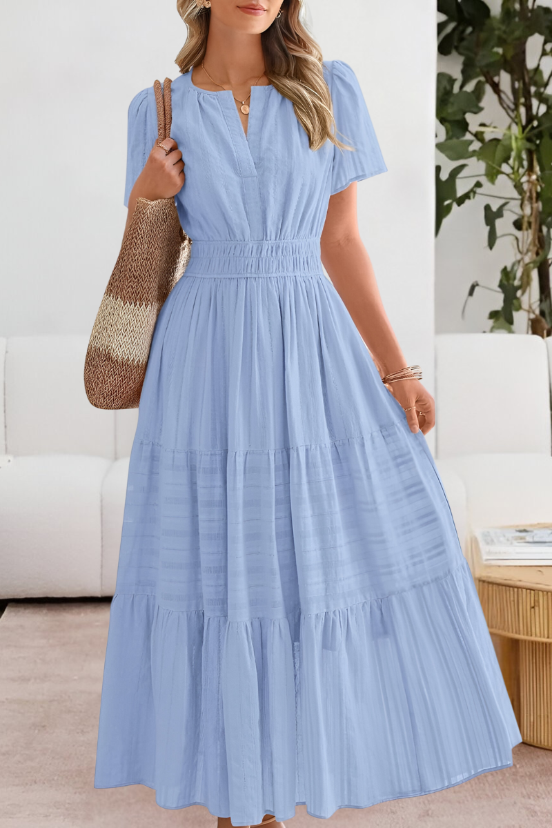 Damen Gestuft Boho Strand Midikleid