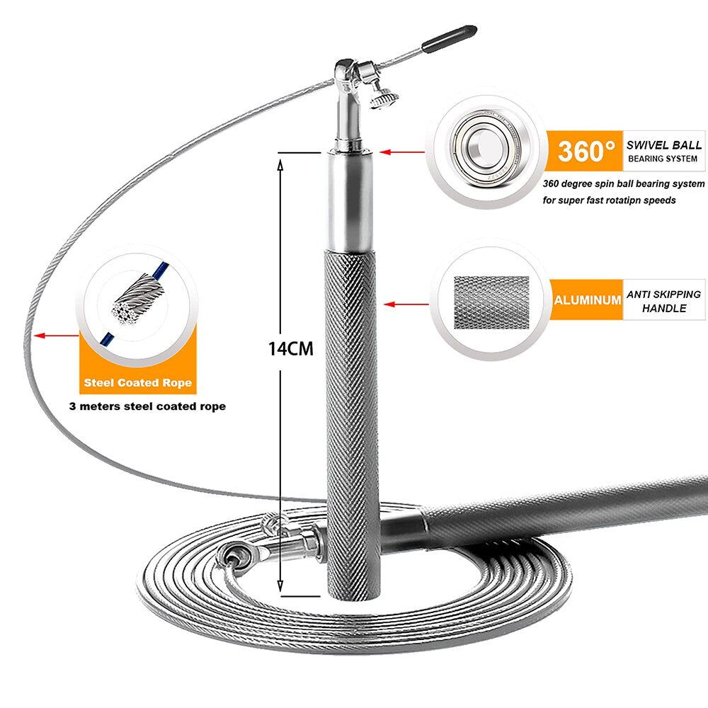 AeroSpin 360 Springseil – Verstellbares Stahlseil-Springseil mit Aluminiumgriff