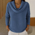 AMBER | WARMER WAFFELPULLOVER MIT ELEGANTEM WASSERFALLAUSSCHNITT