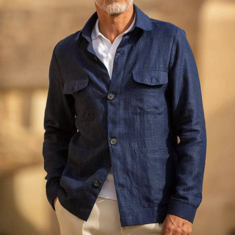 Herren Brusttaschen Sommer Overshirt Blazer