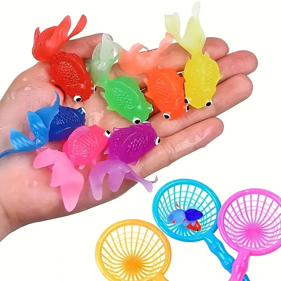 AquaFin | Schwimmende Gummifische als Badespielzeug-Set – 12er-Pack für Wasserspaß bei Kleinkindern