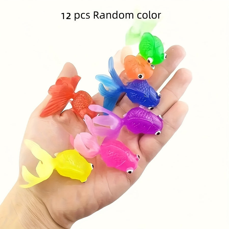 AquaFin | Schwimmende Gummifische als Badespielzeug-Set – 12er-Pack für Wasserspaß bei Kleinkindern