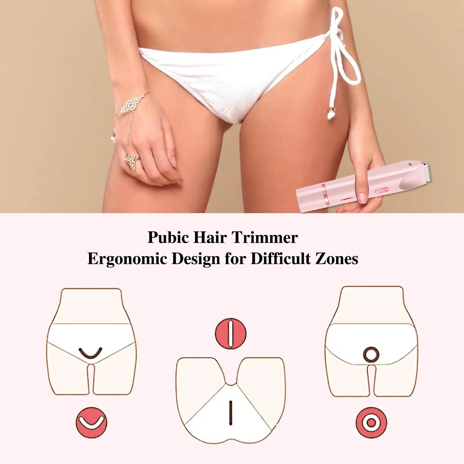 AquaGlow | Wasserdichter, wiederaufladbarer Bikinitrimmer für eine glatte Rasur