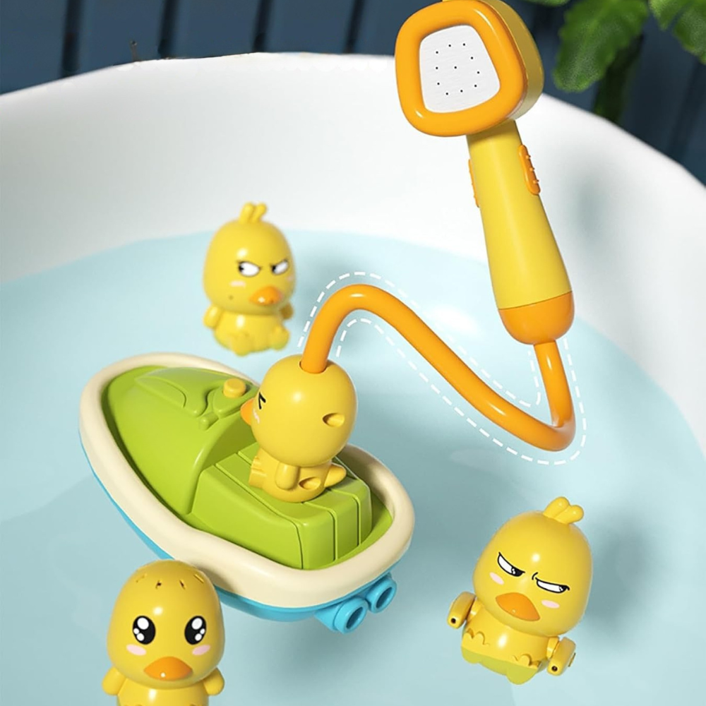 AquaTots | Badespielzeug-Set mit schwimmenden Enten und sanftem Wassersprüher für Kinder