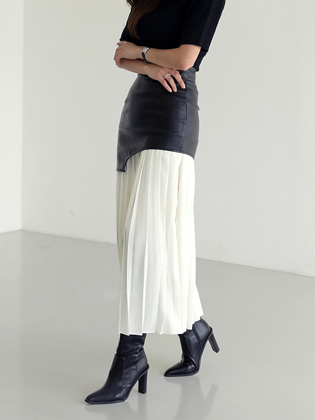 Damen Sommer Asymmetrischer Plissiert Midi Rock