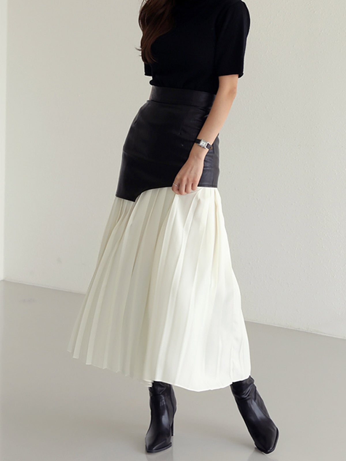 Damen Sommer Asymmetrischer Plissiert Midi Rock