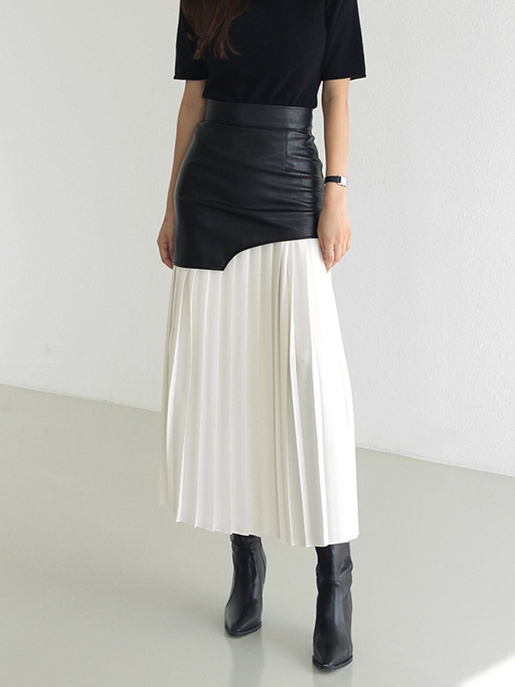 Damen Sommer Asymmetrischer Plissiert Midi Rock