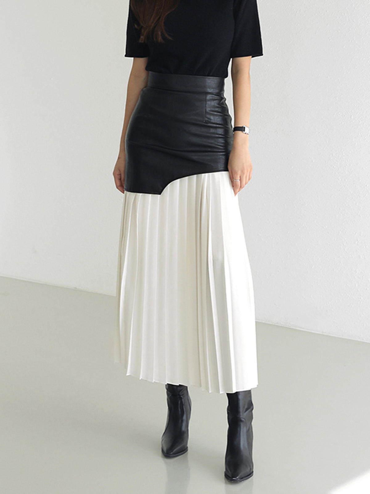 Damen Sommer Asymmetrischer Plissiert Midi Rock