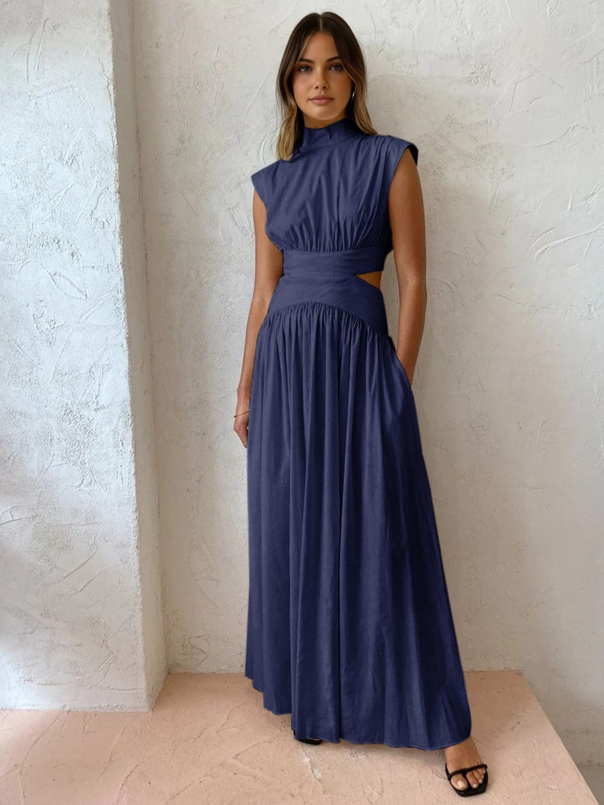 Damen Casual Ärmellos Cut Out Sommerkleid