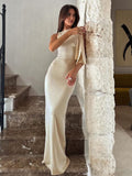 Damen Elegant Asymmetrisch Maxi Abendkleid