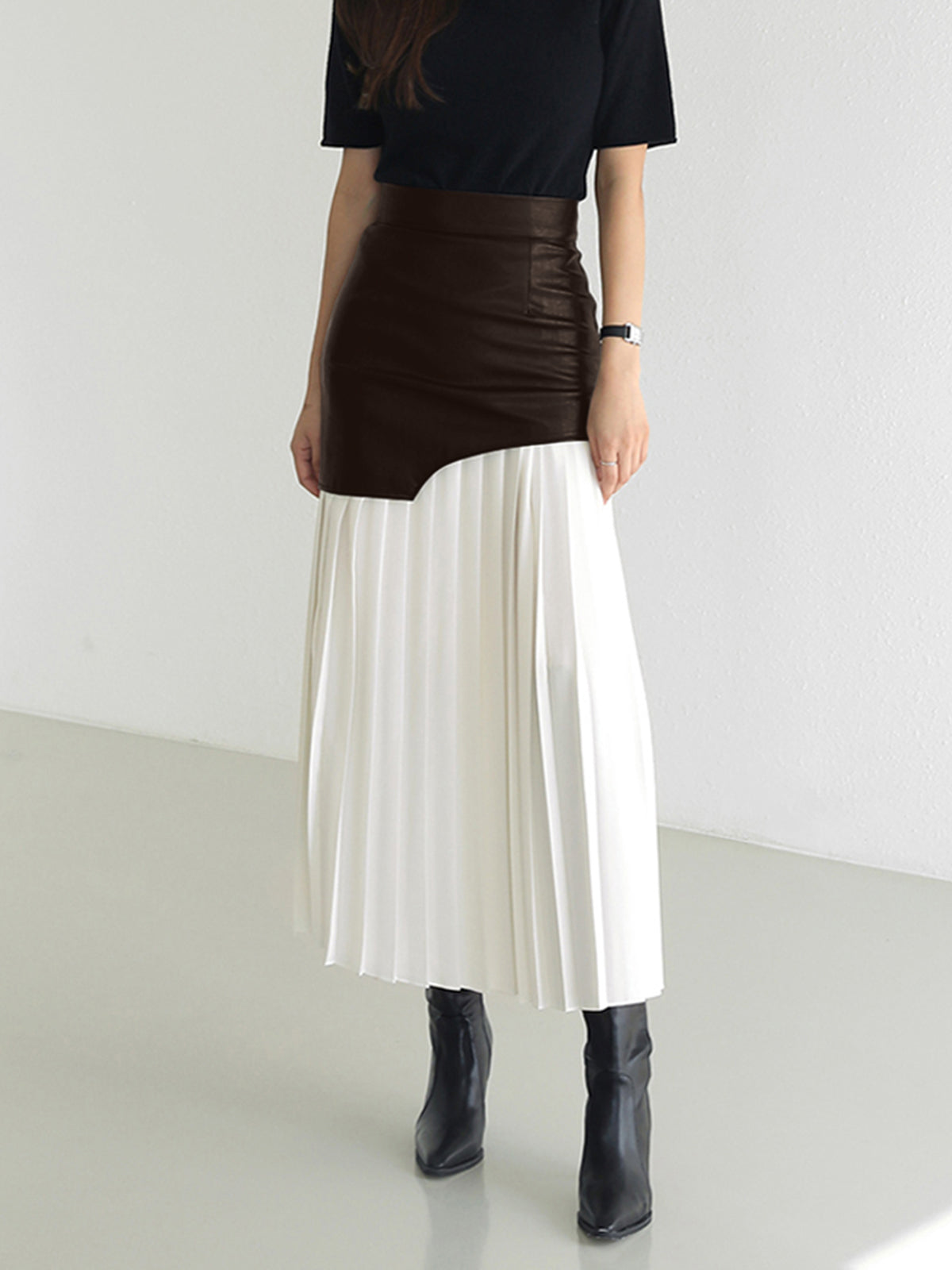 Damen Sommer Asymmetrischer Plissiert Midi Rock