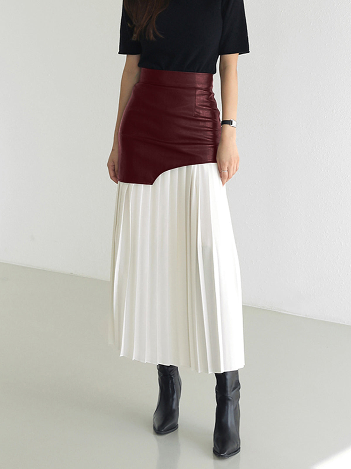 Damen Sommer Asymmetrischer Plissiert Midi Rock