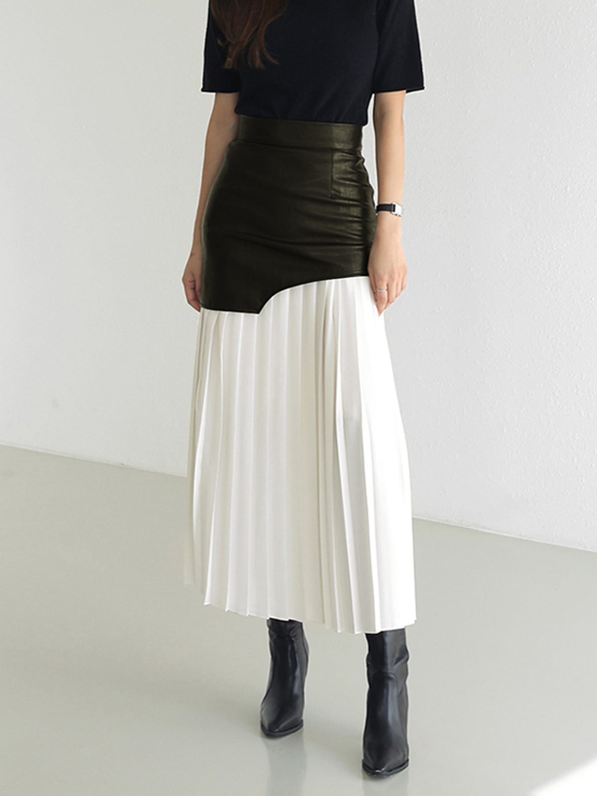 Damen Sommer Asymmetrischer Plissiert Midi Rock