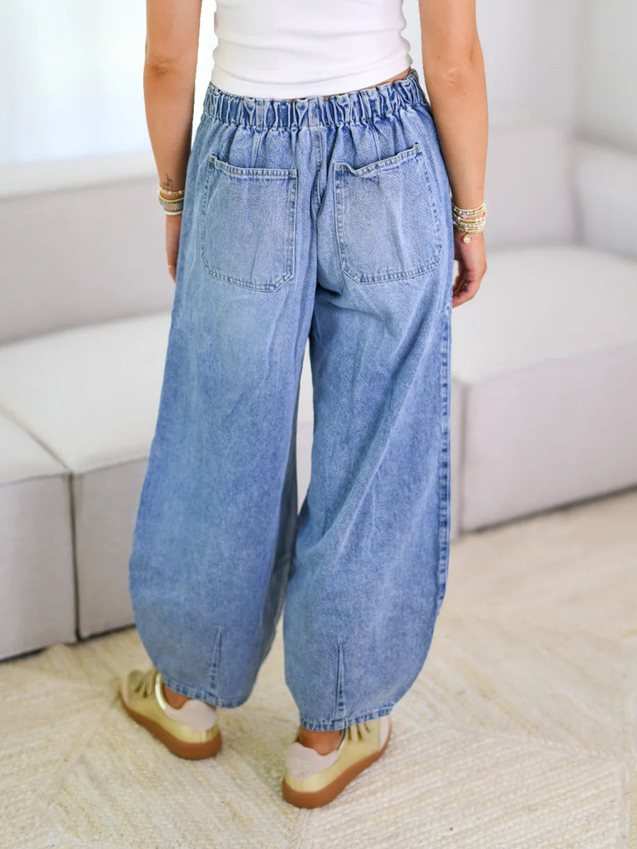 Baggy Jeans Damen | Weites Bein & Kordelzug für bequemen Sitz