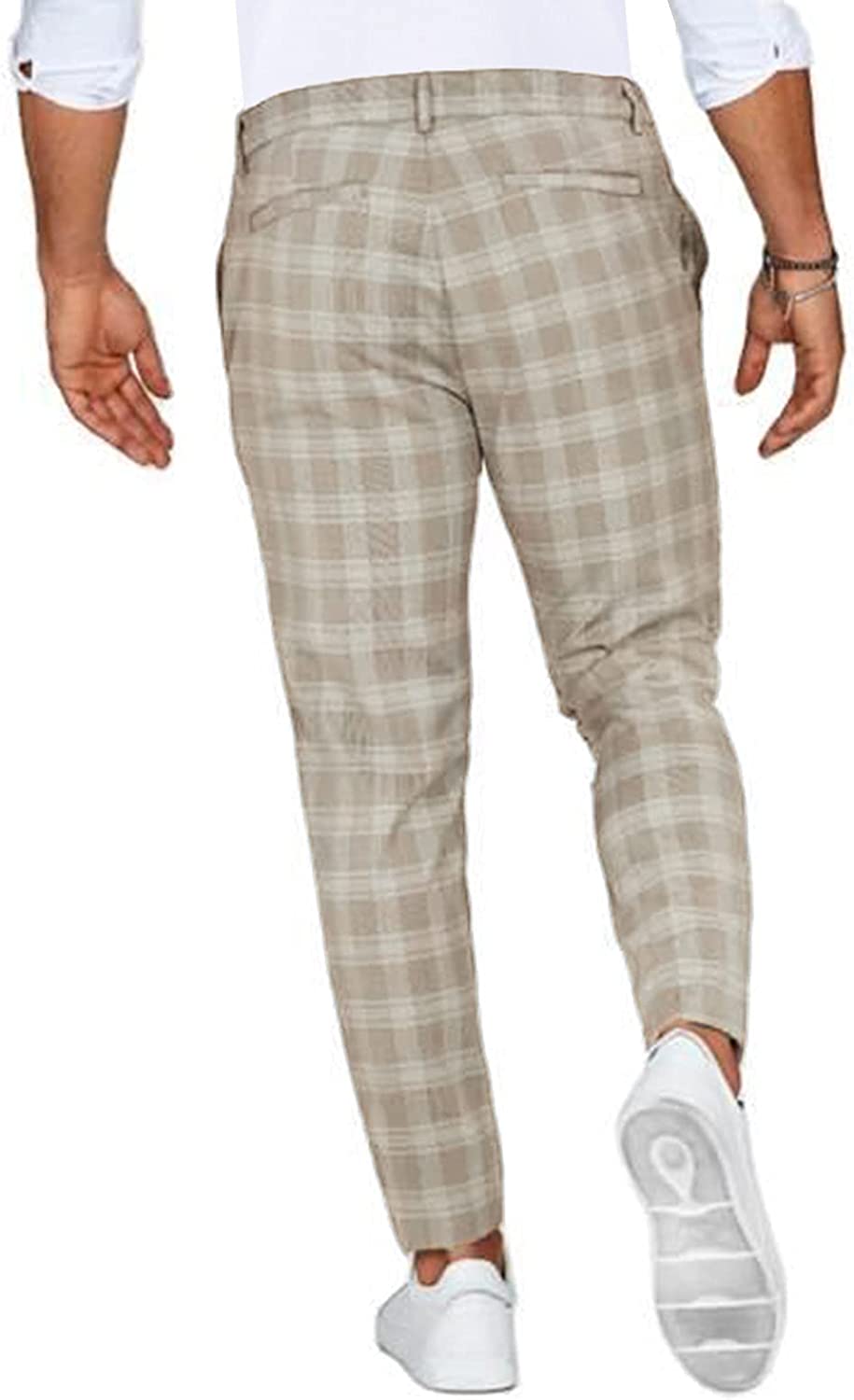 Herren Slim Fit Karierte Casual Chino Hose