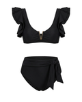 Bikini Damen | Rüschen-Top & High Waist mit Golddetail