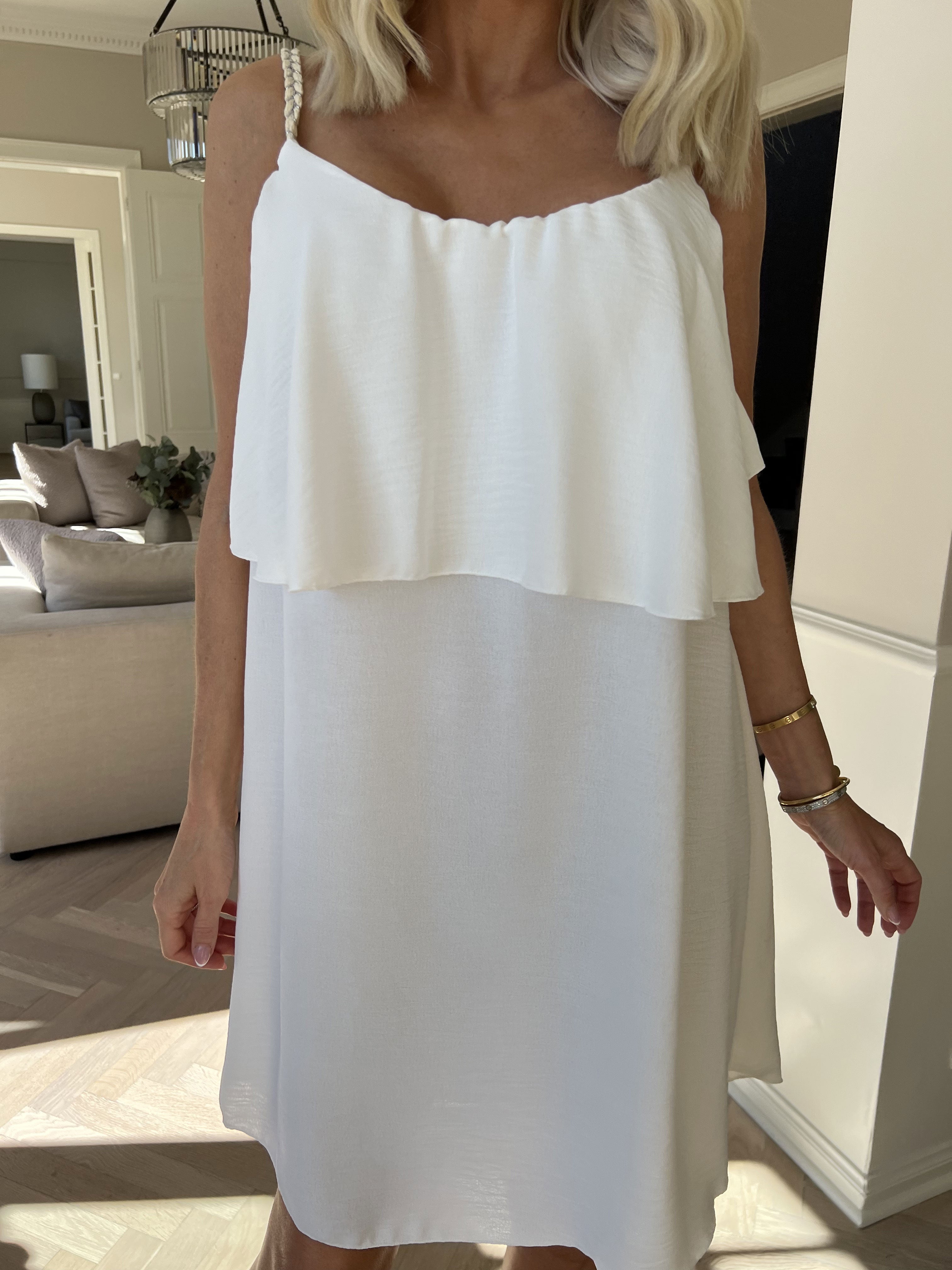 Damen Spaghettiträger Rüschen Sommer Midikleid