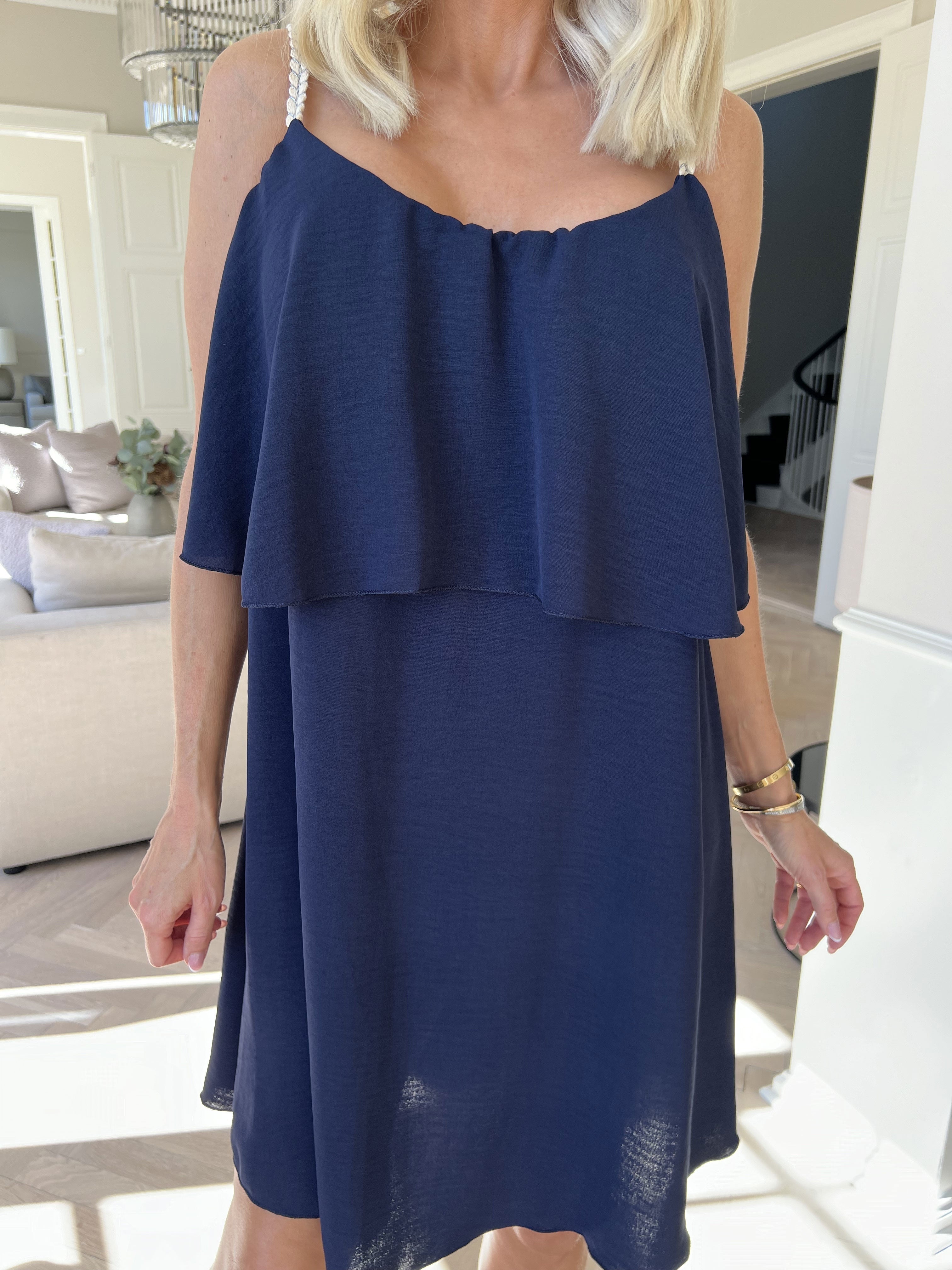 Damen Spaghettiträger Rüschen Sommer Midikleid