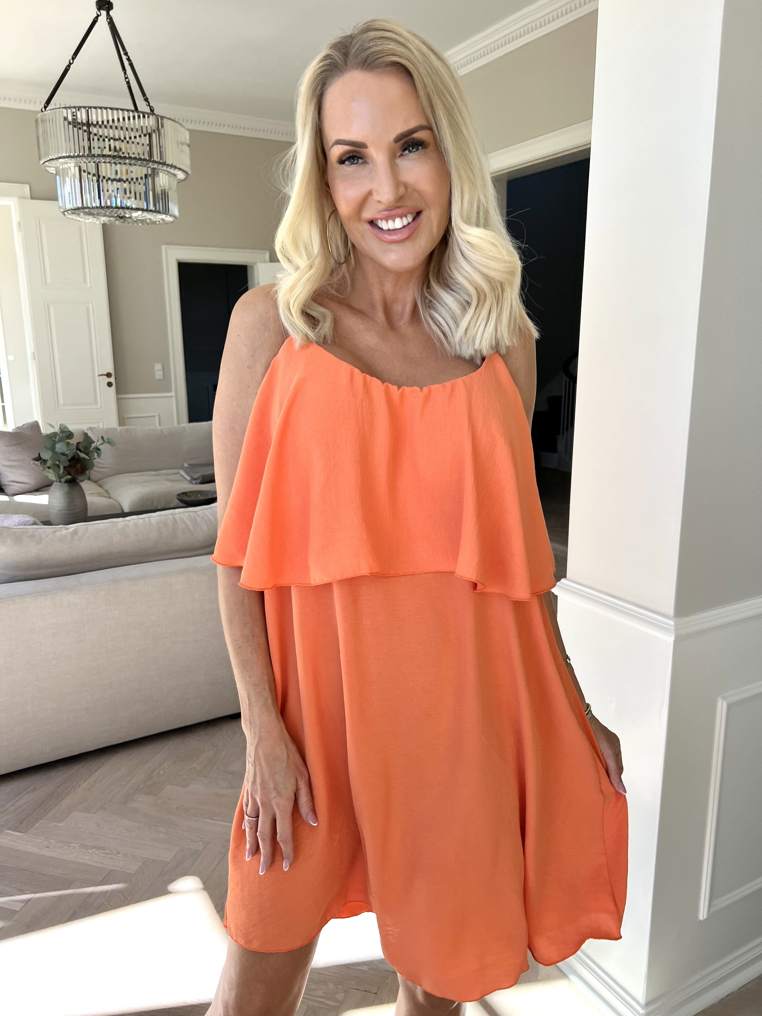 Damen Spaghettiträger Rüschen Sommer Midikleid