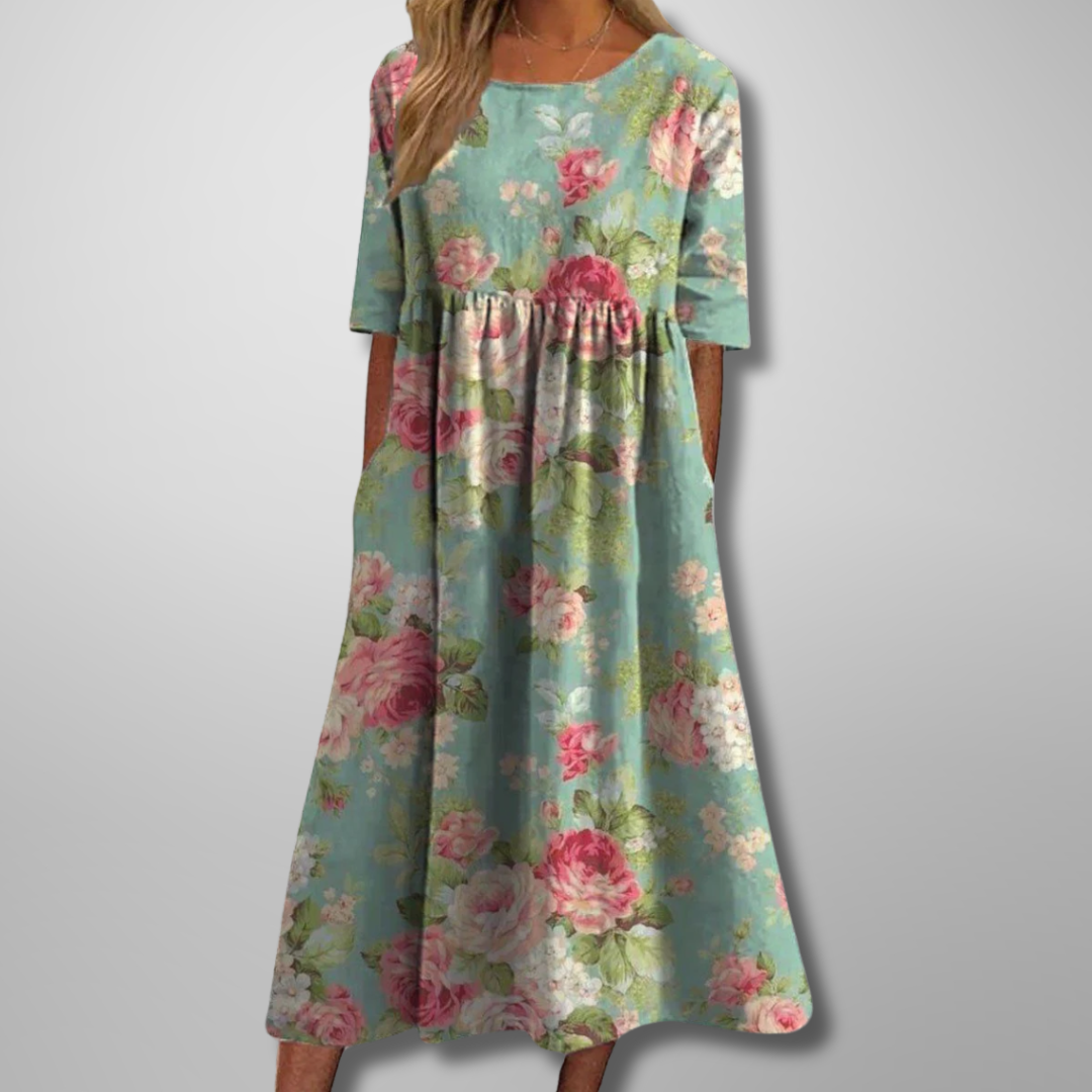 Blumenmuster Midikleid für Frauen – Elegantes Sommerkleid für jeden Anlass