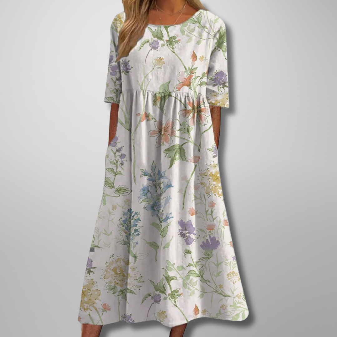 Blumenmuster Midikleid für Frauen – Elegantes Sommerkleid für jeden Anlass