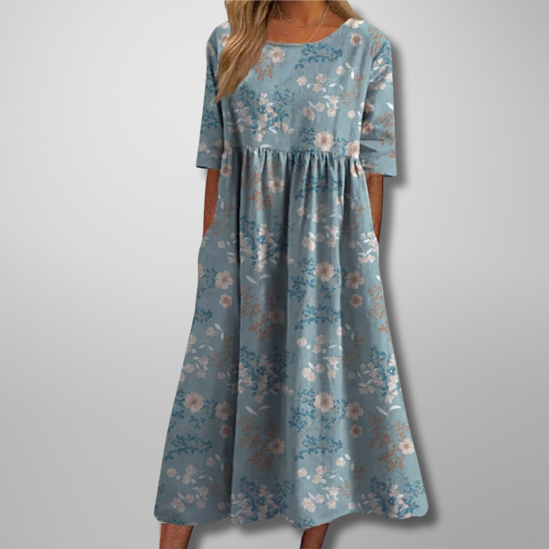 Blumenmuster Midikleid für Frauen – Elegantes Sommerkleid für jeden Anlass