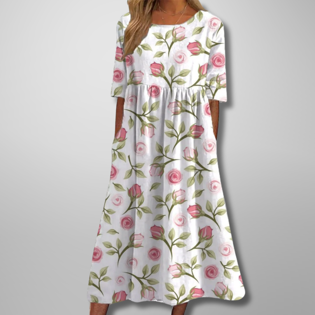 Blumenmuster Midikleid für Frauen – Elegantes Sommerkleid für jeden Anlass