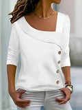Bluse Damen | Asymmetrisch & Elegant mit Zierknöpfen