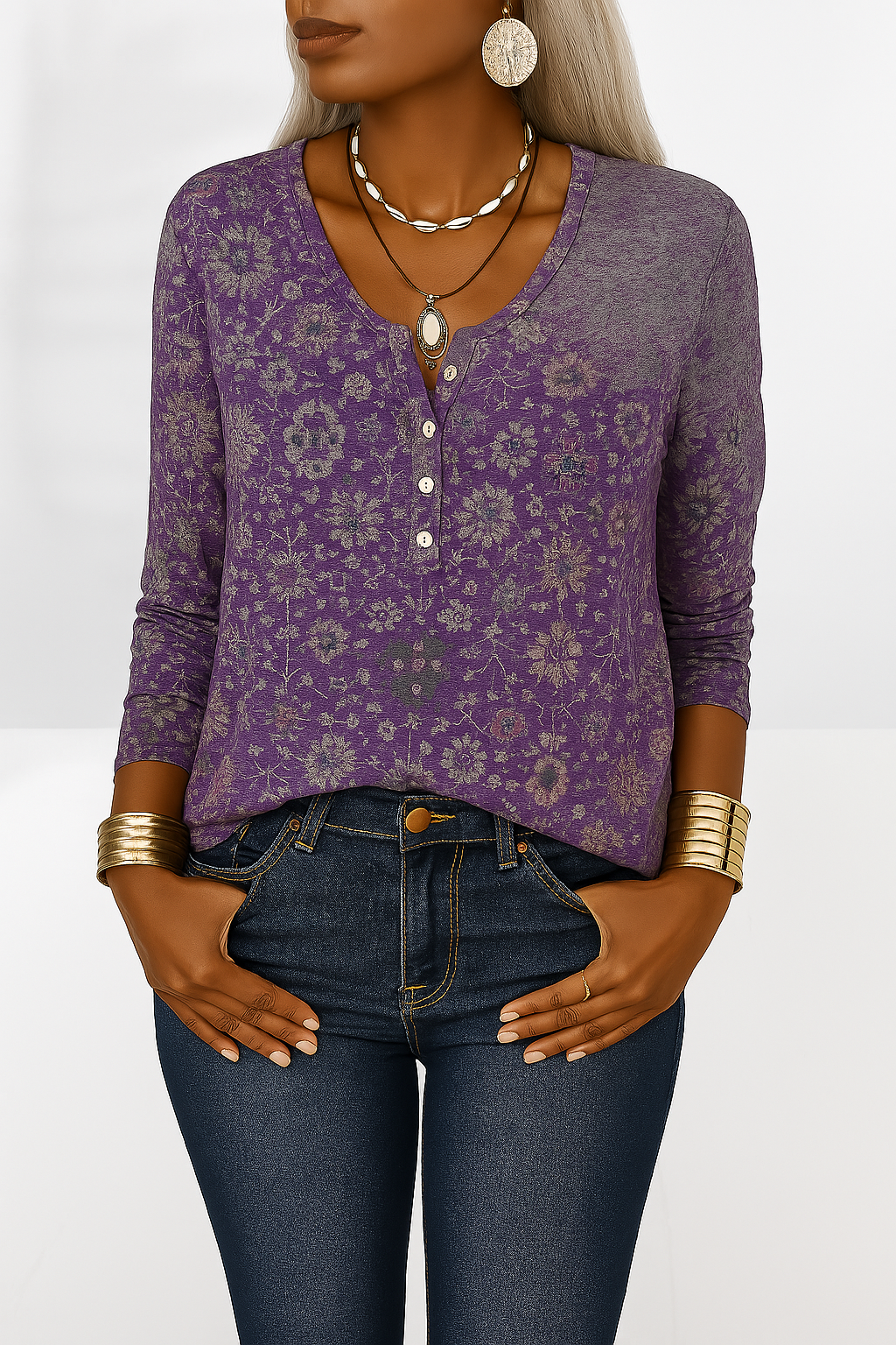 Bluse Damen | Florales Design & Lockere Passform