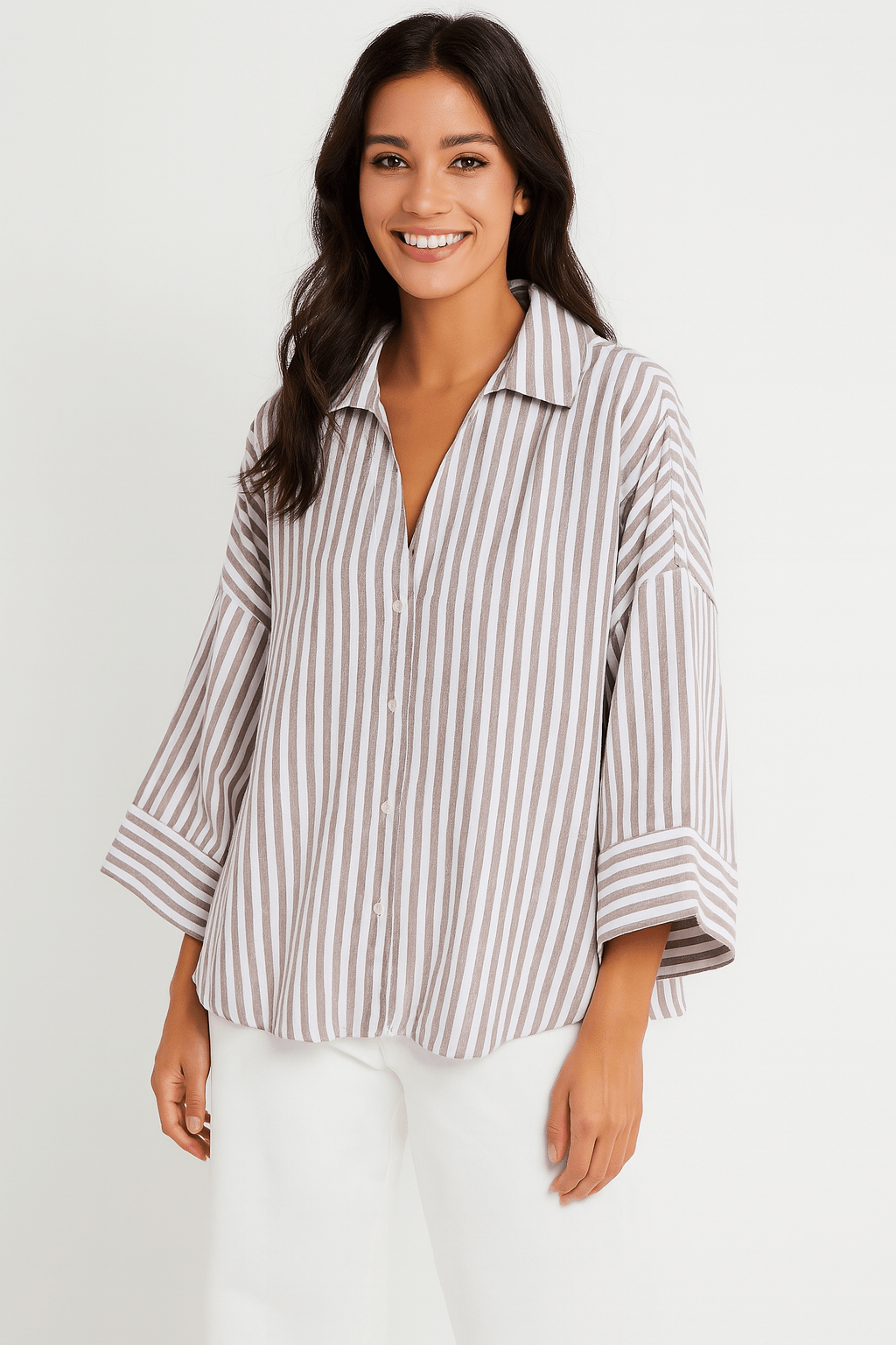 Bluse gestreift Damen | 3/4-Ärmel & Lockerer Schnitt