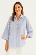 Bluse gestreift Damen | 3/4-Ärmel & Lockerer Schnitt