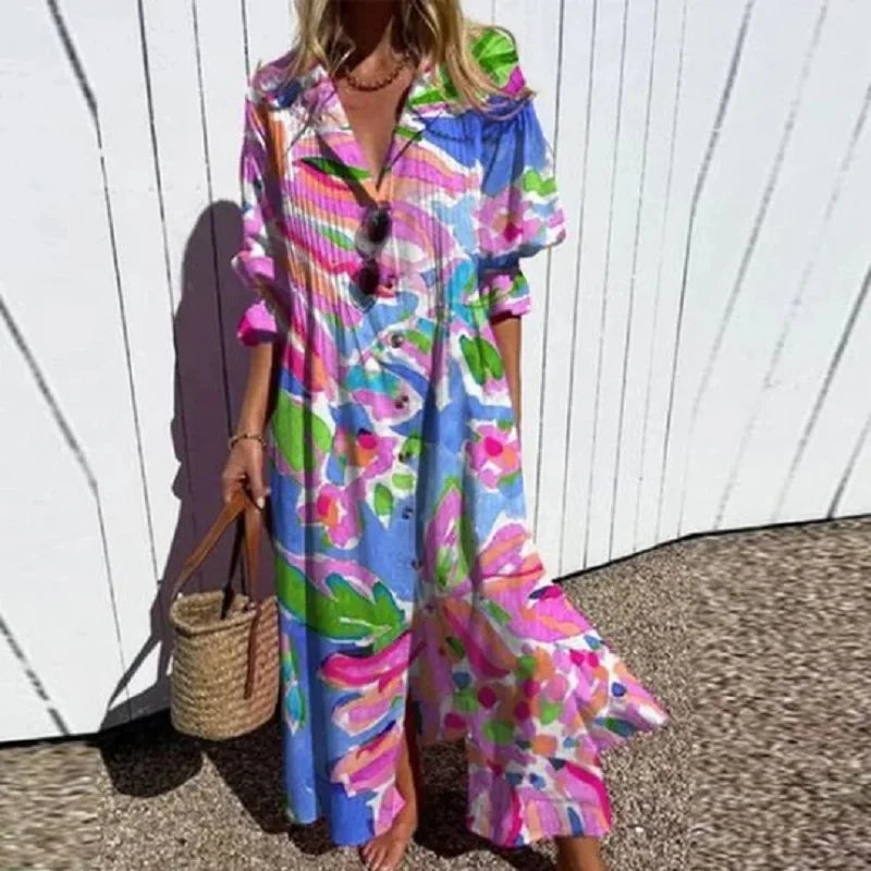 Böhmisches Maxi Kleid – Elegantes Sommermaxikleid für Frauen, Ideal für Strand und Sommerfeste