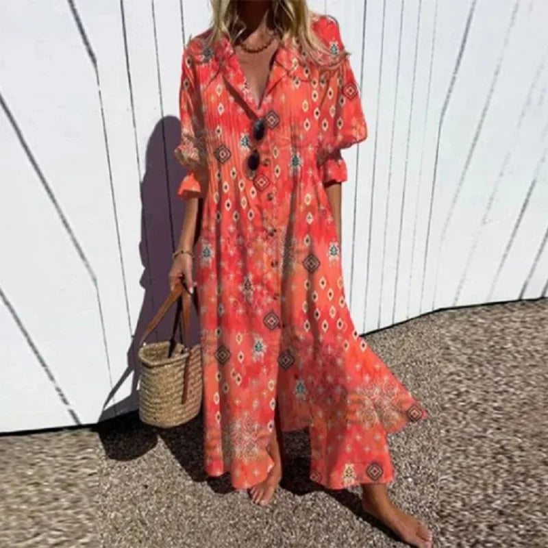 Böhmisches Maxi Kleid – Elegantes Sommermaxikleid für Frauen, Ideal für Strand und Sommerfeste
