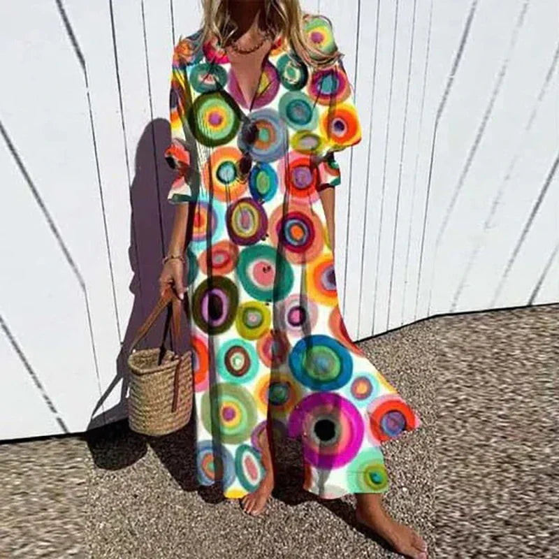 Böhmisches Maxi Kleid – Elegantes Sommermaxikleid für Frauen, Ideal für Strand und Sommerfeste