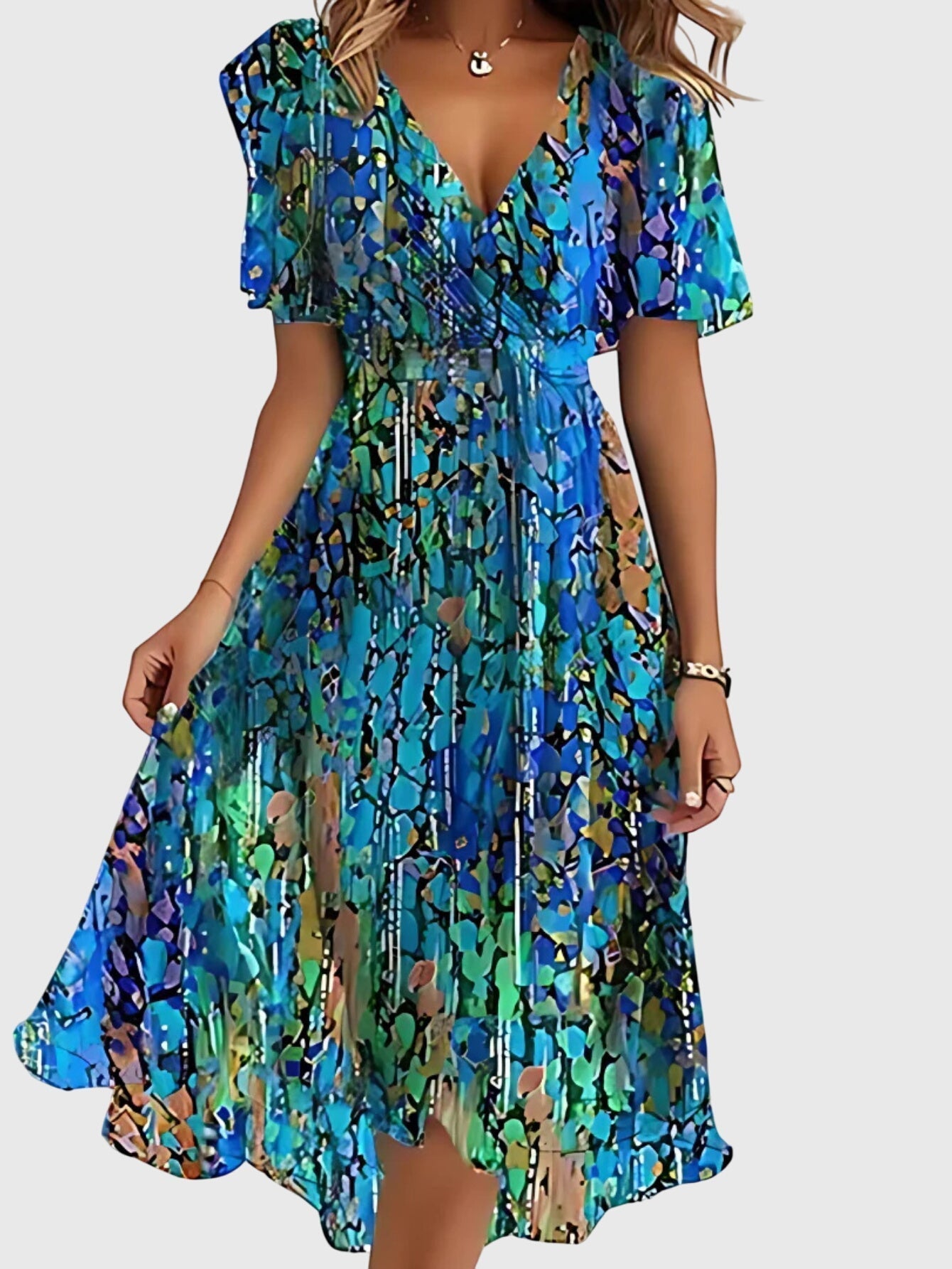 Boho Sommerkleid für Frauen | Elegantes Maxikleid mit Bauchbedeckung
